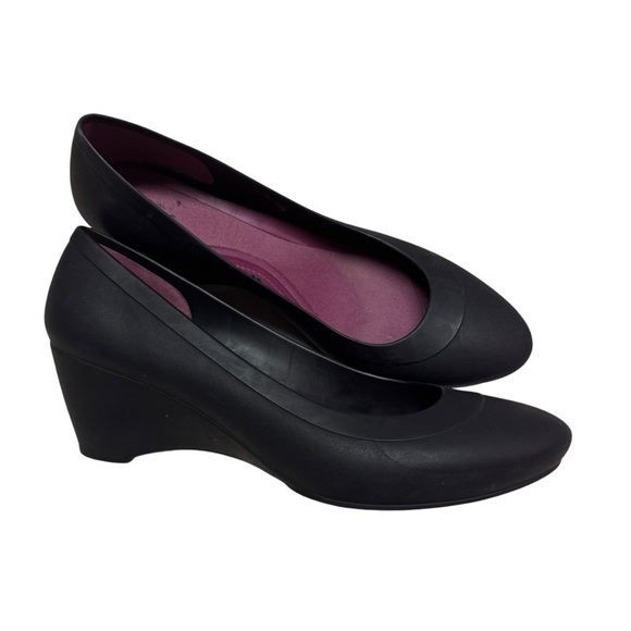 Crocs Lina Wedges Shoes Pump Black Dual Comfort Wedge Heel Women’s Size 10 - Picture 3 of 7